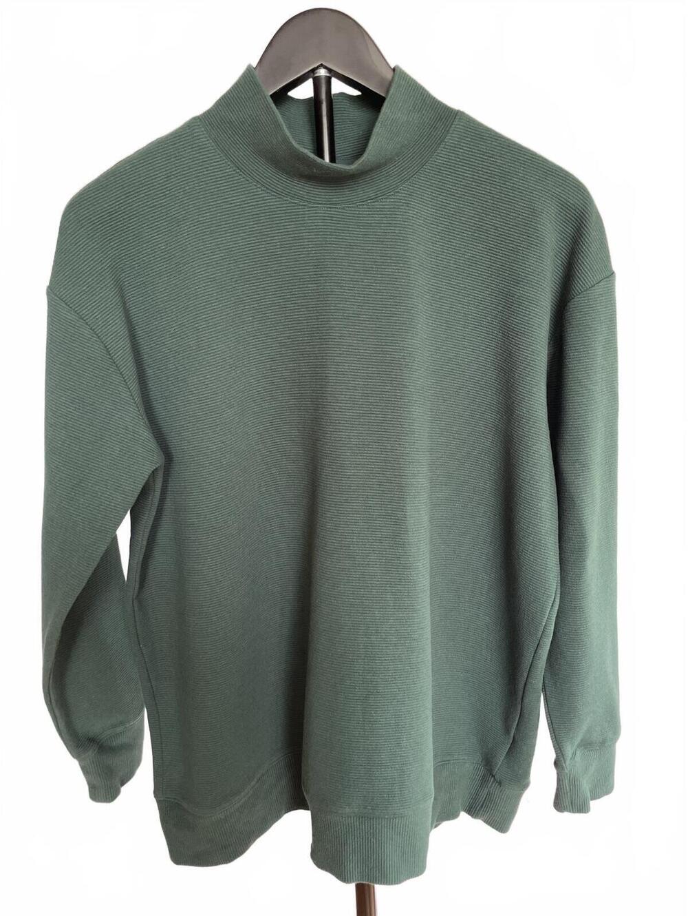 Lands' End Girls Sage Green Ribbed Mock Neck Sweatshirt Size L 14-16